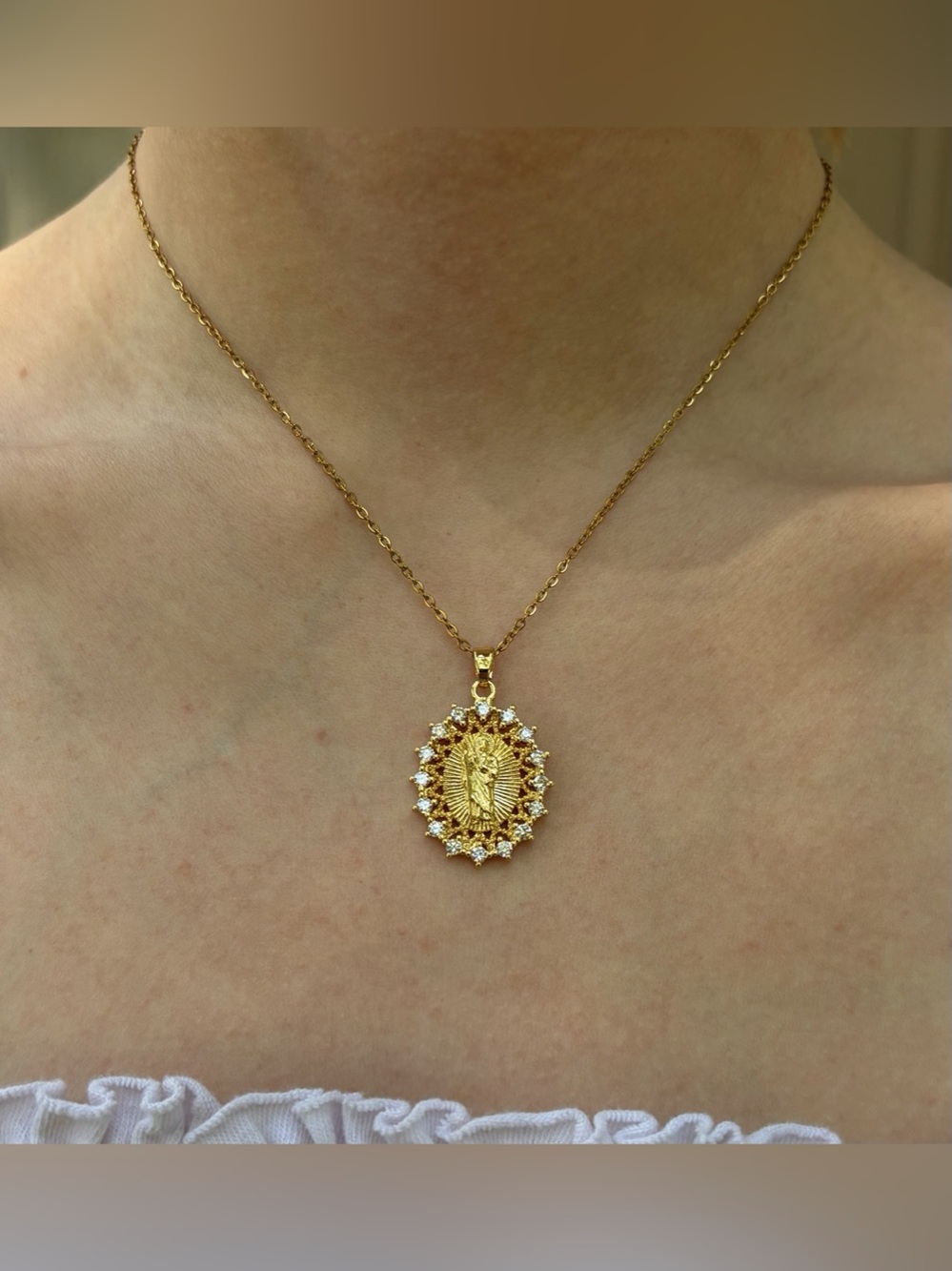 Gold Our Lady of Guadalupe Pendant Necklace